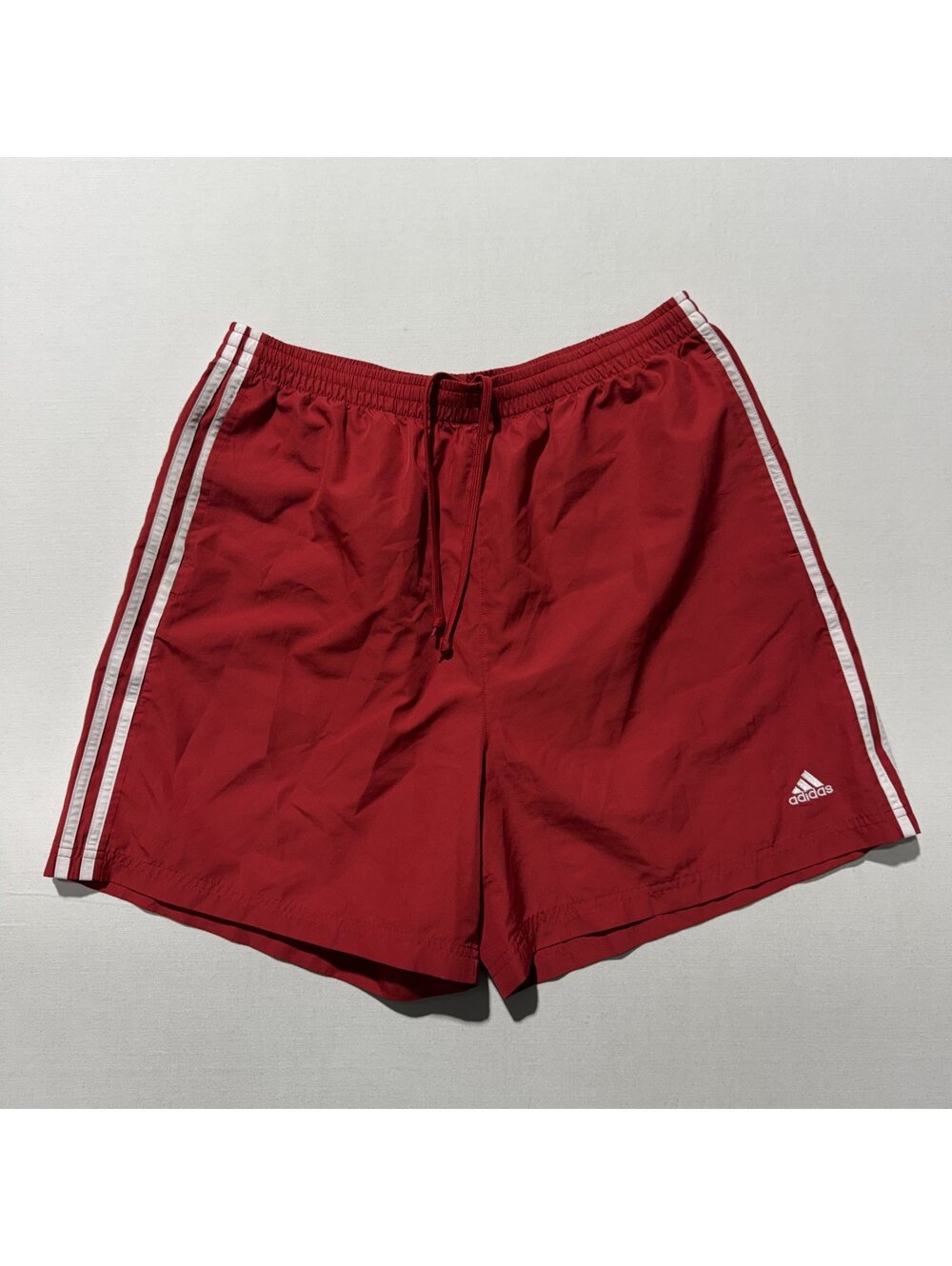 adidas Red Three Stripe Athletic Shorts Y2K Climalite